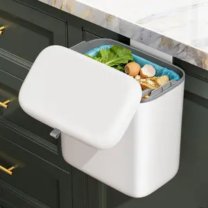1.8 Gallon Hanging Small Compost Bin for Kitchen Countertop or Under Sink, Indoor Food Waste Bin for Kitchens Bathrooms Living Rooms RVs Bedroom