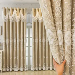 1pc Luxury Embroidered Wave Curtain Head, 100% Light Blocking Drapes, UV Protection Insulation, Suitable for Living Room Bedroom Office Home Decor