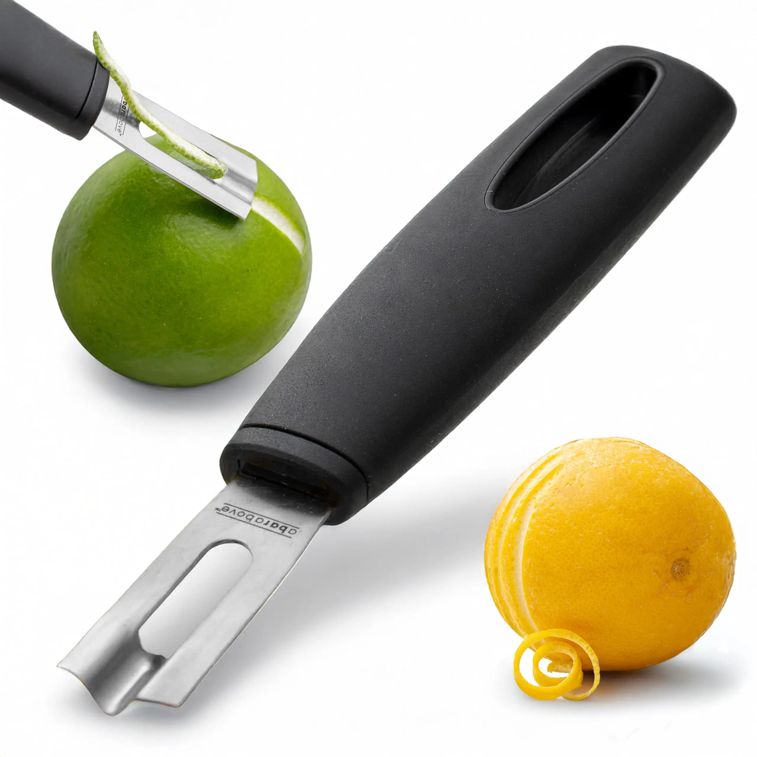 Black Handle Stainless Steel  Chef-grade Citrus Garnish Tool Zester And Fruit Peeler For Culinary Presentation Kitchen Use