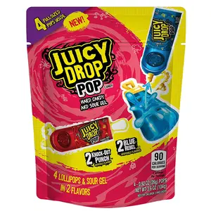 Juicy Drop Pop with Sour Gel Candy, Assorted Flavors, 4 Count