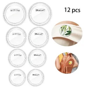 12 PCS Acrylic Button Pins Clear Plastic Button Badges Pin Large Craft Button with Pin Blank Pins DIY Photo Buttons Pin Picture Buttons Badges Kit for DIY Crafts(0.98inch/1.46inch/1.73inch/2.28inch/2.95inch/1.46 inch+2.28 inch)