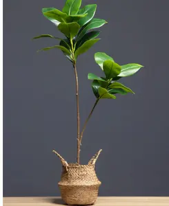 74-140cm Large Artificial Magnolia Tree Fake Rubber Plants Plastic Banyan Leaves Green Ficus Tree Branch Without Pot For Home Garden Party Decor Gifts Birthday Graduation