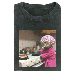 WACKY CAT T-SHIRT Retro Funny Vintage Women's Tee, Cat Portrait Oversized T-Shirt, Unisex Meme Cringe Funny Dumb Shirt, Menswear Womenswear Streetwear110811