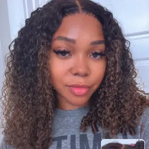 Beautyforever Ombre Chestnut Brown Burmese Curly with Full Finger Coil Ends Wig 7x5 Bye Bye Knots Glueless Human Hair Wig