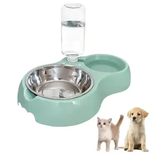 Large Dog Bowl Set, Cat Food and Water Feeding Bowls with Drink Dispenser, Stainless Steel, Suitable for Cats and Small Dogs, Multiple Colors Available