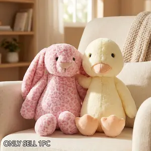 Shy Duck and Leopard Print Bunny Plush Toy, Soft Stuffed Huggable Stuffed Animal Gift, Home Decor, Kids Birthday, Valentine's Day, Mother's Day, Graduation, Wedding Gift
