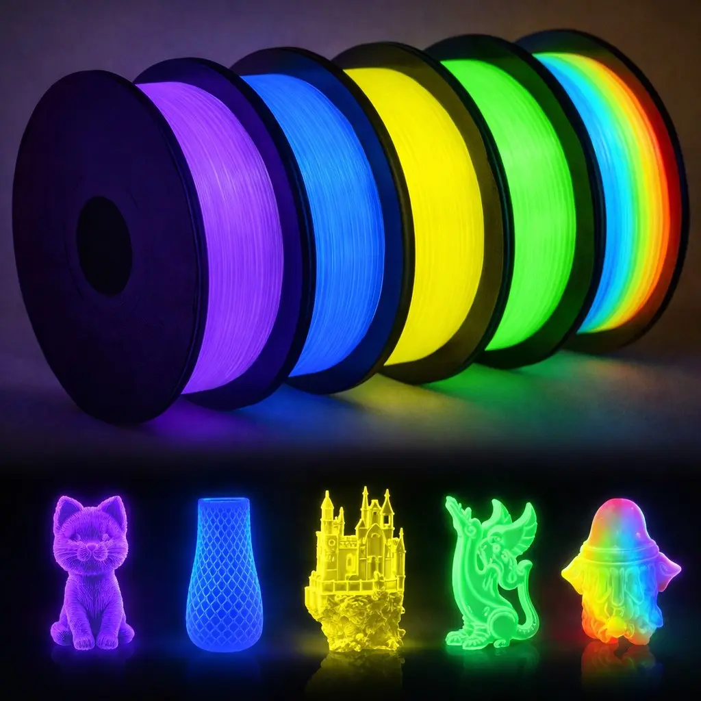 Filajoy3d 1.75mm 250g*4 Glow-In-The-Dark Pla Filament Set, Multi-Pack Night Glowing Material, Compatible with Most Fdm Printers