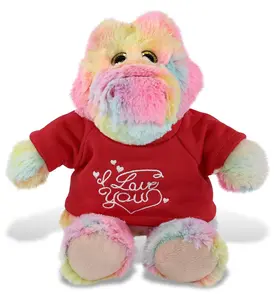 DOLLIBU 8" Rainbow Sitting Alligator Stuffed Toy - Super-Soft Polyester Plush, Red Shirt with "I Love You" Message