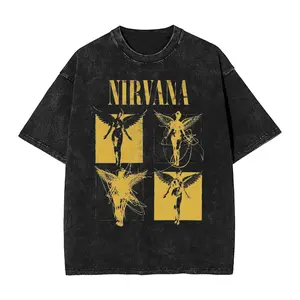 Mens Clothes Tee Shirt Homme Graphic T-Shirts Men Tshirt for Men Ropa Hombre Nirvana rock band Retro Washed Tee In Utero album