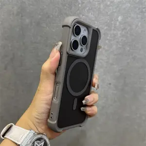 Magnetic Luxury Matte Fall prevention  Armor Shockproof Case For iPhone 15 14 13 12 16 Pro Max Wireless Charge For Magsafe Cover