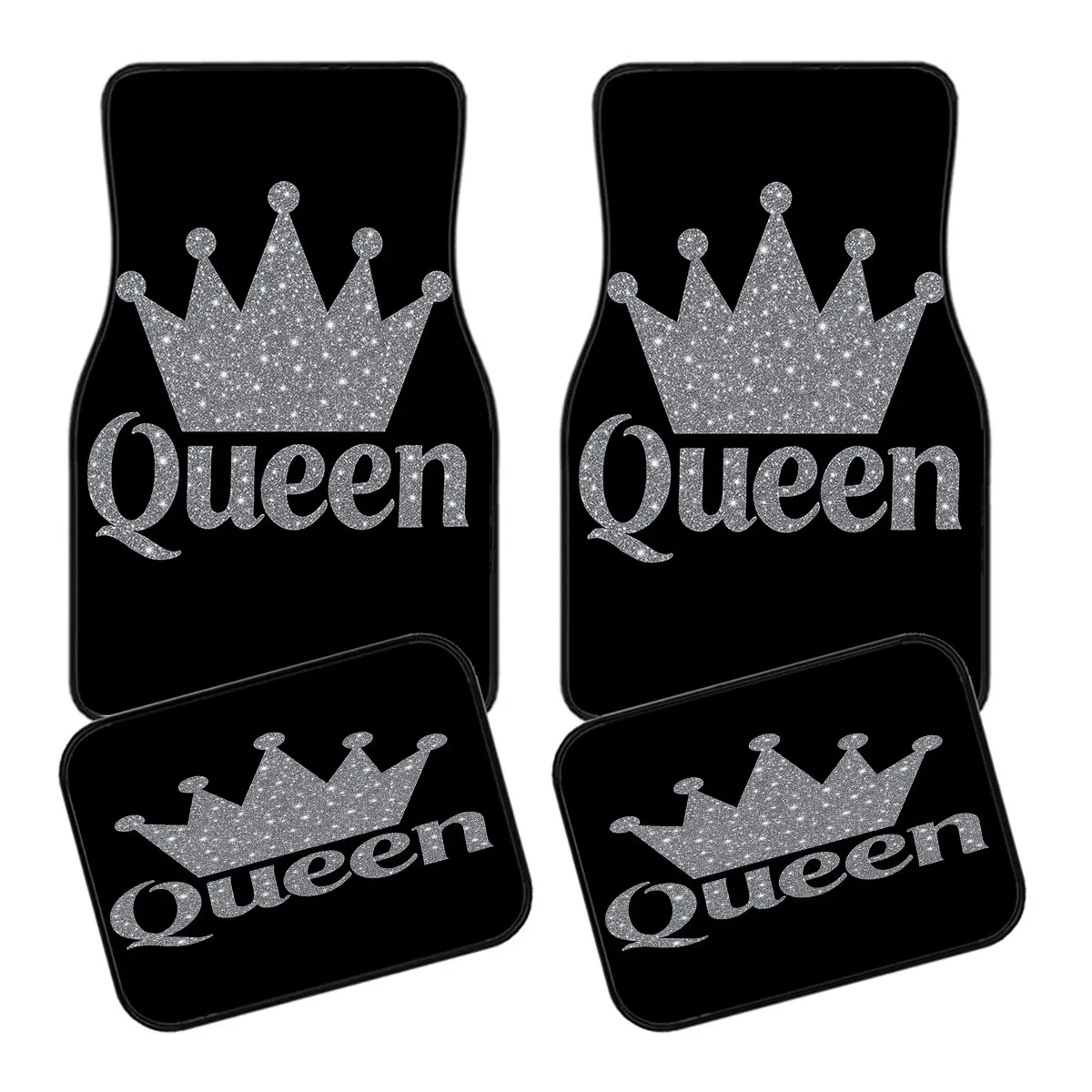 Queen Crown Bling-Bling Car Mat Set, Universal Fit, Crystal Velvet Interior Accessories, Car Interior Accessories Girls, Suv & Sedan Mats, Car Floor Mats, Interior Accessories For Car, Perfect Gift