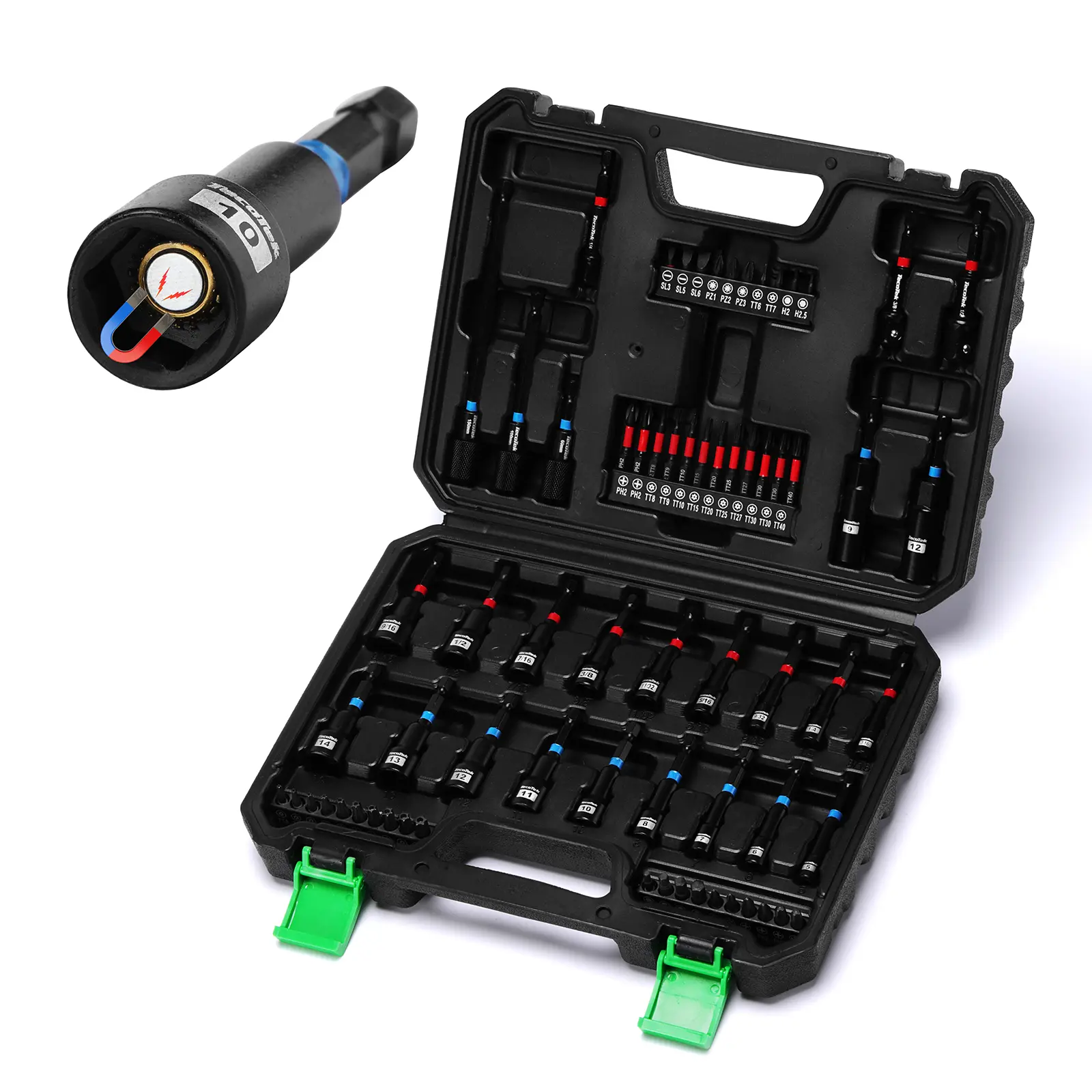 68PCS Impact Magnetic Nut Driver Set, 1/4" Impact Driver Bit Set, Metric & SAE, Socket Adapters, Screwdriver Bit, Quick-Release Extension, Wing Nut Driver# toolupgrade
