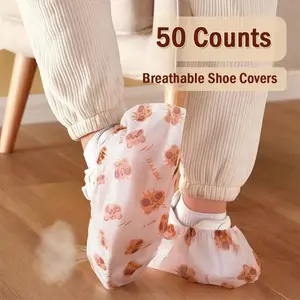 50-Pack Disposable Non-Woven Shoe Covers, Thickened Anti-Slip Protective Boot Covers, Waterproof & Breathable, One Size Fits Most