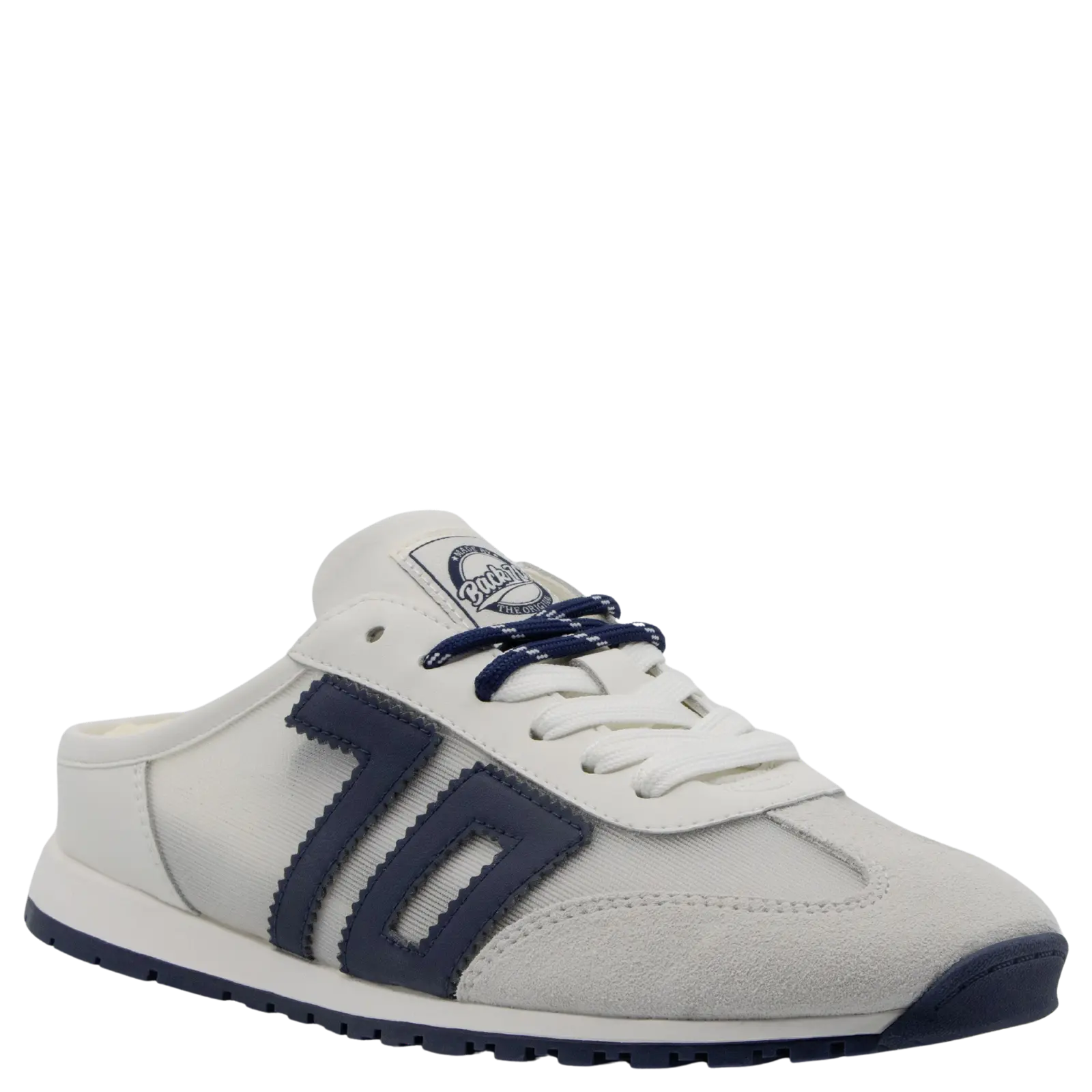 Back 70: VENICE in WHITE NAVY Backless Sneakers