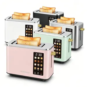 Toaster 2 Slice, Touch Control Screen, Smart Stainless Toaster, 6 Shade Setting, 6 Bread Selection, Countdown, Removable Crumb Tray, 900W, Peach Pink