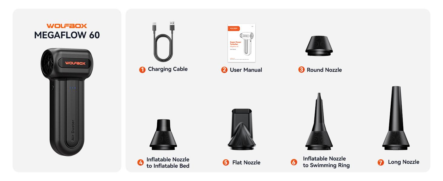 WOLFBOX MF100 Electric Air Duster-150000RPM Super Power Cordless Air Duster, Rechargeable Brushless Motor Durable Blower, 3-Gear Adjustable Dust Blower for Computer, Keyboard, Outdoor, House and Car WOLFBOX MF100 Electric Air Duster-150000RPM Super Power Cordless Air Duster, Rechargeable Brushless Motor Durable Blower, 3-Gear Adjustable Dust Blower for Computer, Keyboard, Outdoor, House and Car