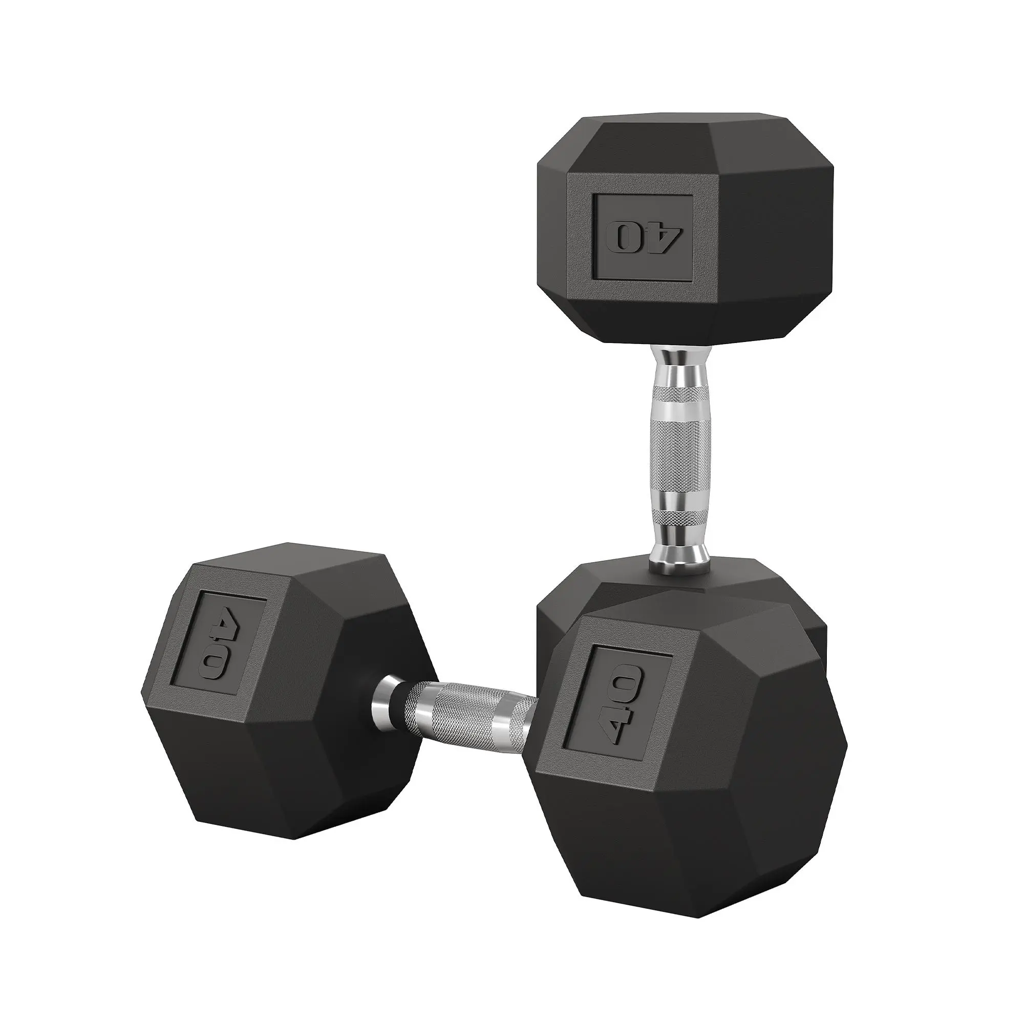5-50 LB Hex Dumbbell Set of 2 - Rubber Coated Cast Iron Weights - Textured Grip Carbon Steel Handle - Weight Training Equipment, Muscle Training Tool for Home Gym