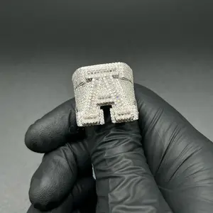 Moissanite letter A men ring