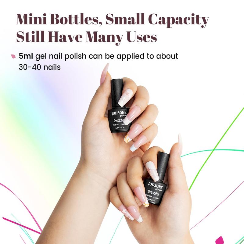 JODSONE 36 PCS Gel Nail Polish Set with 32 Colors Gel polish Kit Base Coat No Wipe Matte GlossyTop Coat Nail Polish Set Green Blue Red Pink Summer nail Collection Gifts for Women