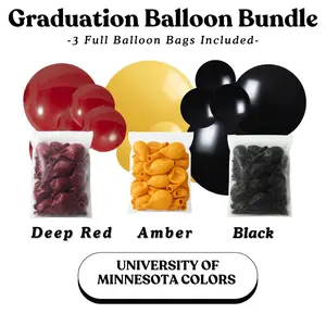 Graduation Balloon Bundle - University of Minnesota Colors I  Deep Red, Amber, Black