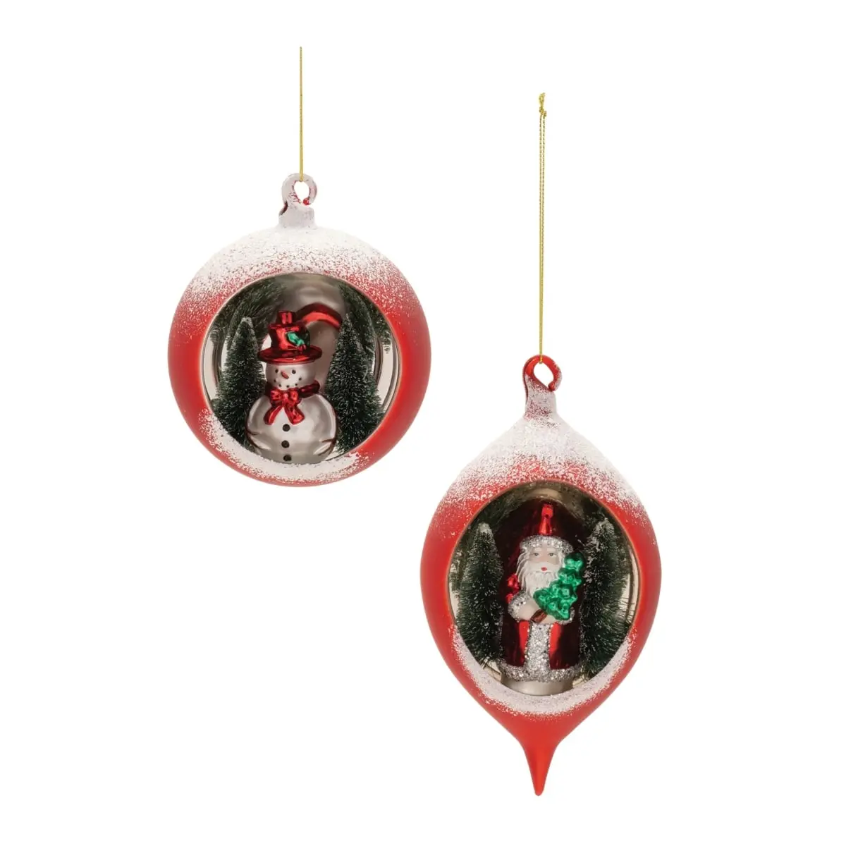 360 Stand Melrose 94944DS Traditional Christmas Holiday Decor Reflective Glass Ornaments with Hanger - Set of 6, 5 in & 7 in, Red-White-Green, Christmas Ornaments, Decoration