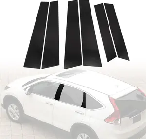 6Pcs Exterior Window Pillar Posts Cover Trim Black, Compatible with Honda CRV 2007-2011, Door Side Window Pillar Molding