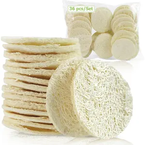 ASD 36-Piece Pure Natural Loofah Cleanser Sponges - Exfoliating Facial & Body Scrub Pads, Makeup Remover, Foam-Boosting Bath & Spa Tools (Bulk for Women & Men)