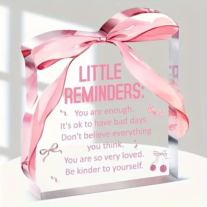 Cute Bow Acrylic Desk Sign, 'you Are Enough' Self-Affirmation Decoration, Motivational Gift for Girls Room, Office Home Decor, Acrylic Desktop Decoration
