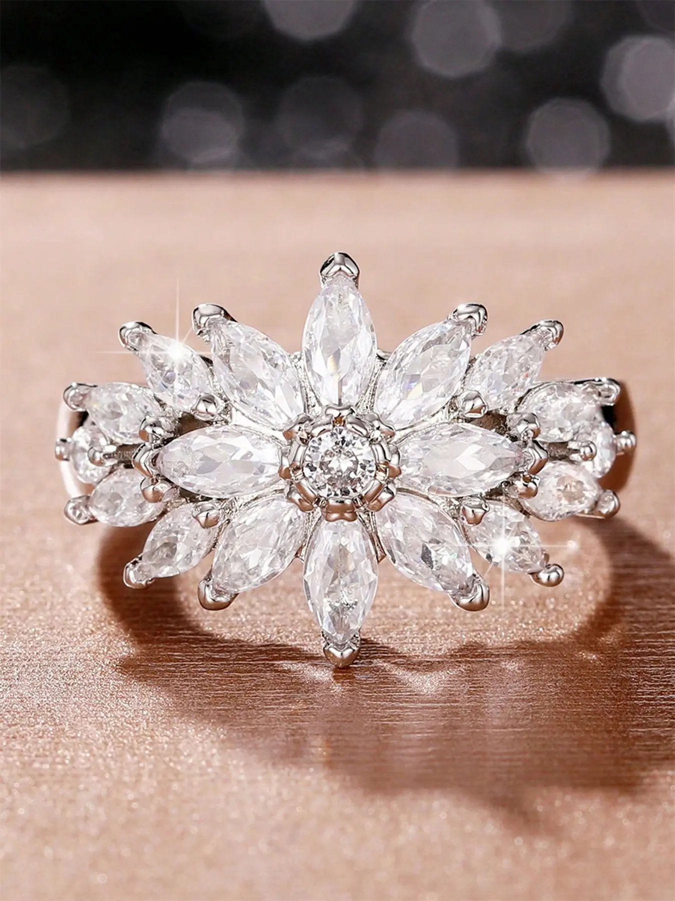 1 PC Pretty Cubic Zirconia Rings For Women For Wedding Engagement Party Jewelry Valentine's Day Gift