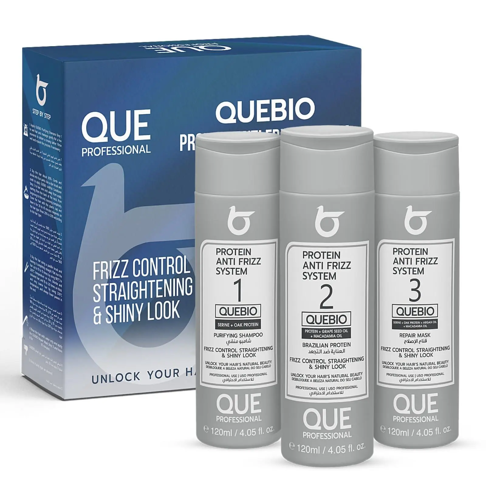 QUEBIO Brazilian Keratin Hair Treatment Nanoplastia Straightening - 4.05 oz