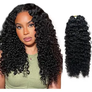 Burmese Water Wave Crochet Hair Knotless Human Hair Extensions Micro Twists Pre Separated Feather Hair For Braiding Lightweight Natural Color