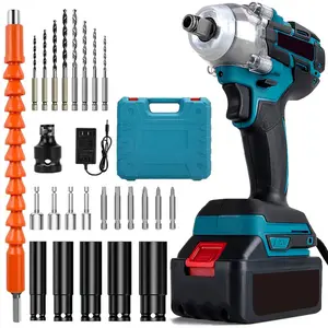 21V Cordless 1/2-inch Brushless Impact Wrench with 550N.m Max Torque, 2* 2000mAh, Charger, 5 Sockets - Electric Impact Wrench for Car and Home Use, Power Impact Driver