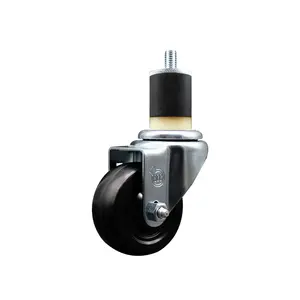 Hard Rubber Swivel Expanding Stem Caster w/3" x 1.25" Black Wheel and 1-7/8" Stem - 275 lbs Capacity/Caster - Service Caster Brand