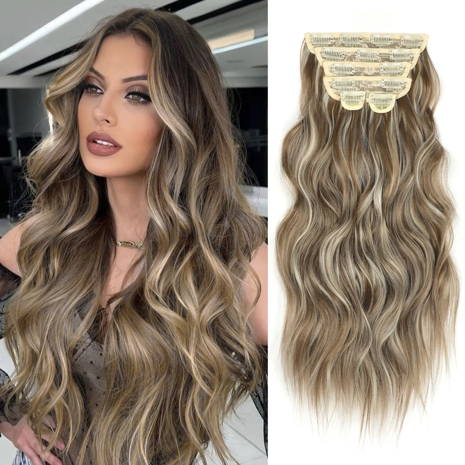 F186# Light Brown & Ash Blonde - 6PCS(20inch)