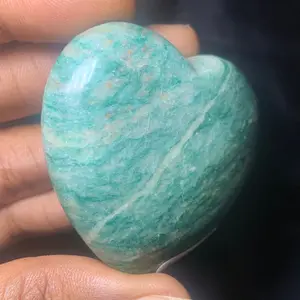 Natural Dark Green Amazonite Crystal Heart