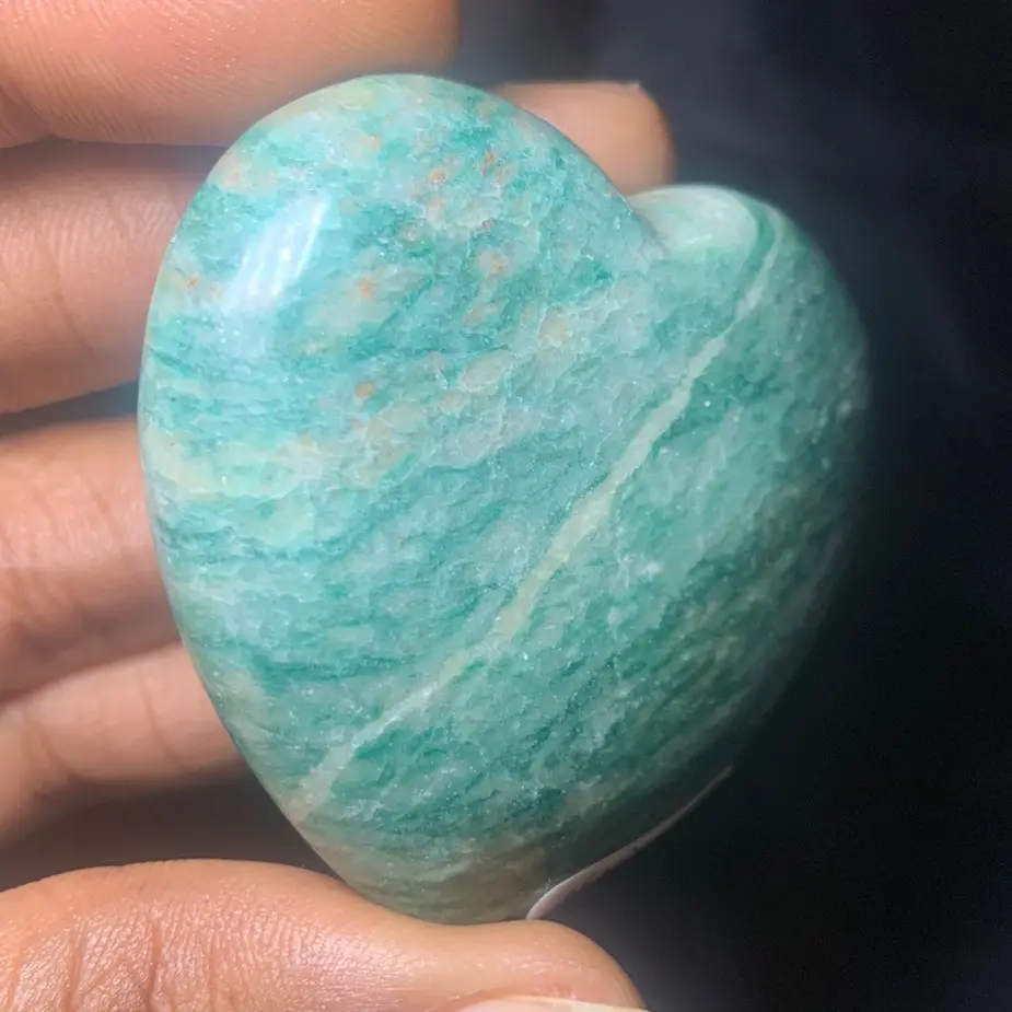 Natural Dark Green Amazonite Crystal Heart