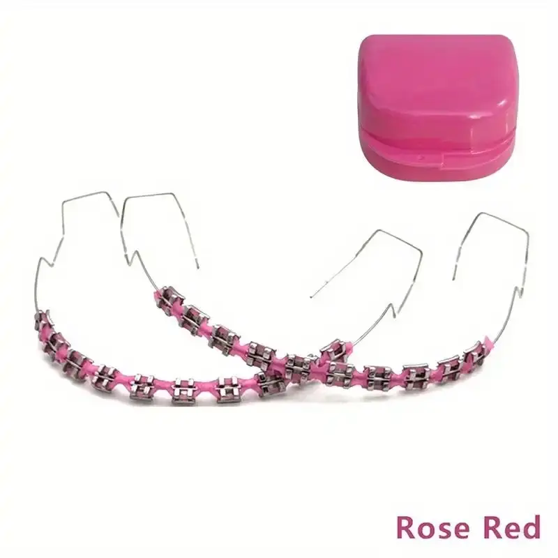 Fashionable orthodontic accessory set 1 pair 2 pieces available in various colors includes metal brackets and storage case suitable for boxing and simulation training enhances self-confidence helps users practice and improve their orthodontic skills perfe