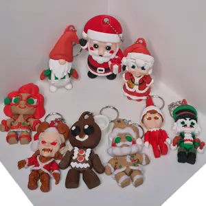 Christmas Themed Keychains Backpack Buddies Festive Santa Elf & Gingerbread Man Designs Perfect for Holiday Gifts