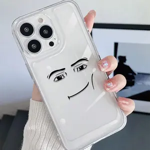 Clear Face Pattern Phone Case, Anti-drop Protective Case for iPhone 16 15 14 13 12 11 Plus/Pro/Pro Max , Mobile Phone Protective Accessories