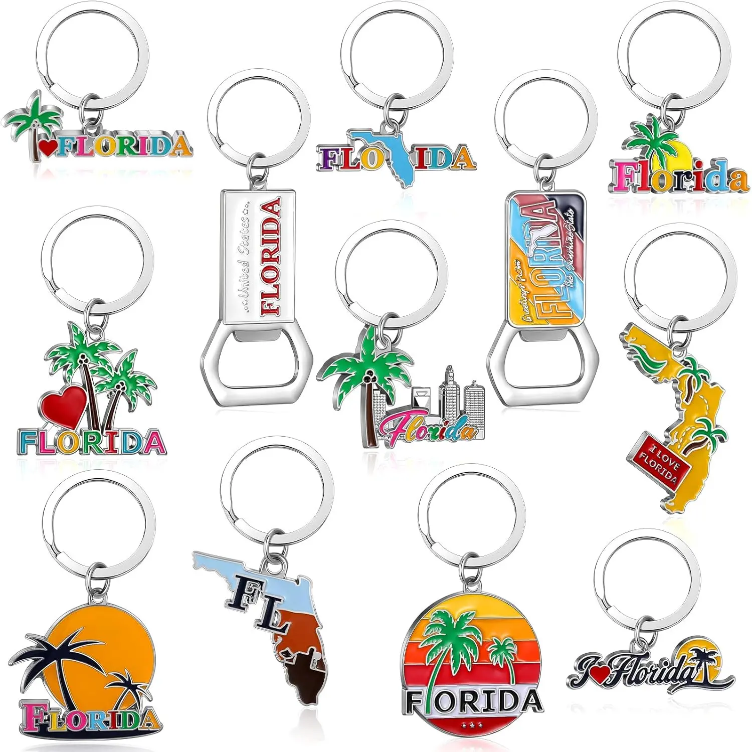 Florida Metal Keychain Souvenirs and Gifts Bulk Includes Florida Keychains Bottle Openers Miami Keychain SouvenirsGift.