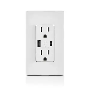 15 Amp Tamper Resistant Duplex Receptacle, Dual AC & USB-A/USB-C In-Wall Outlet 15 Amp Tamper Resistant Duplex Receptacle, Dual AC & USB-A/USB-C In-Wall Outlet