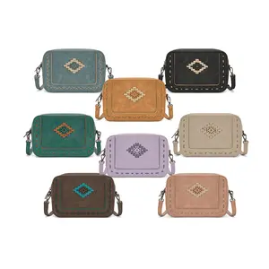 Montana West Western Crossbody Purse for Women with Aztec-Inspired Cut-Out Design & Adjustable Strap Everyday Chic Beige Bag