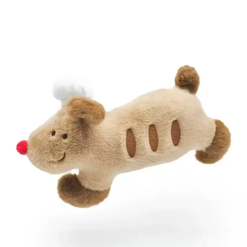 Cute Chef Puppy Plush Pillow, Lying‑Posture Brown‑Beige Dog Stuffed Cushion with White Chef Hat, Kawaii Food‑Style Pet‑Animal Home‑Style Throw Pillow