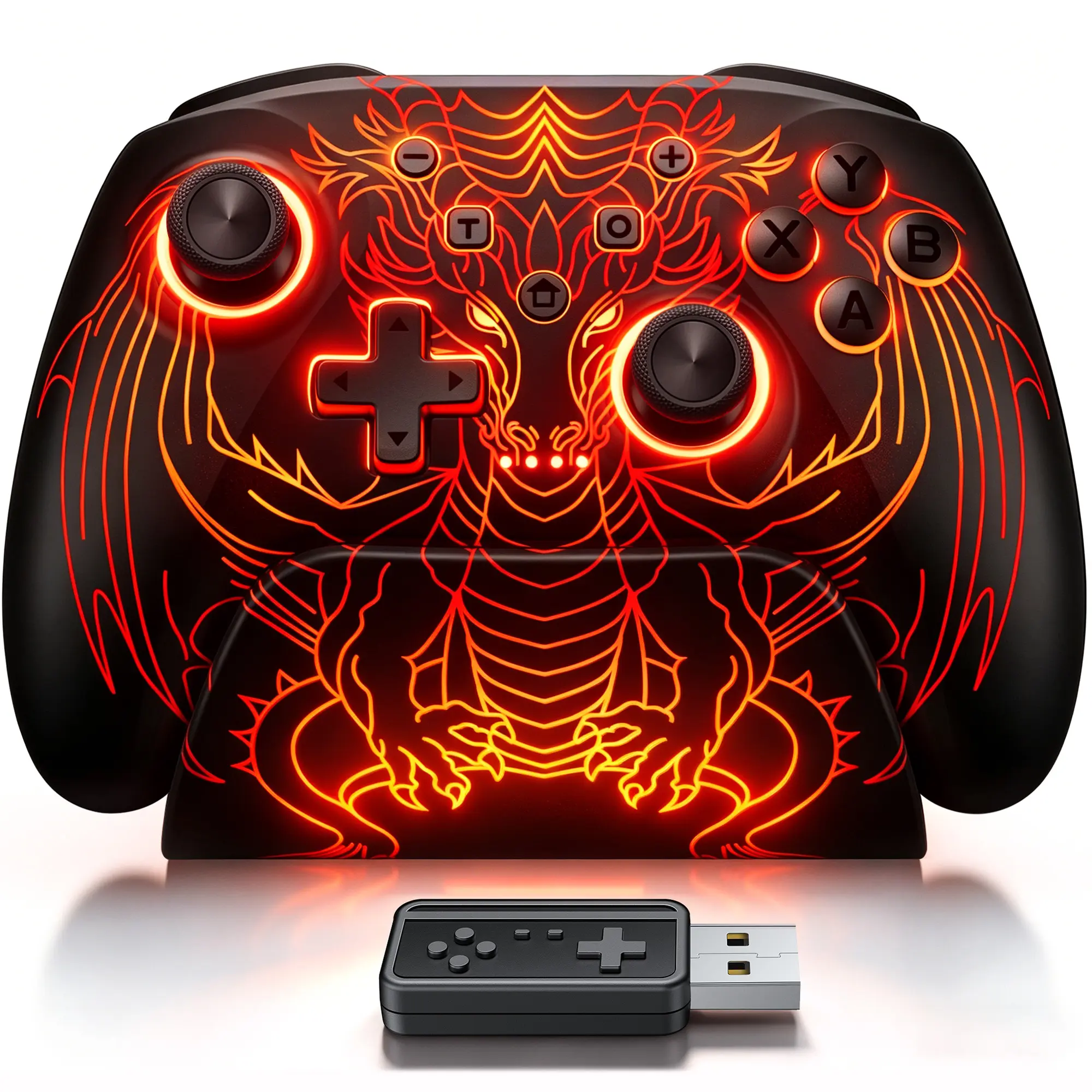 BEBONCOOL Custom Wireless Gaming Controller Full Kit with Charging Dock - Hall Effect Joystick, 1000Hz Polling Rate, Remappable Buttons Gamepad, Programmable Gamepad, 6-Axis Gyroscope, Color Changing RGB Lights, Bluetooth, for Switch 2, Android, Console