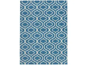 HomeRoots 527698 4 x 6 ft. Moroccan Power Loom Area Rug, Blue & Ivory