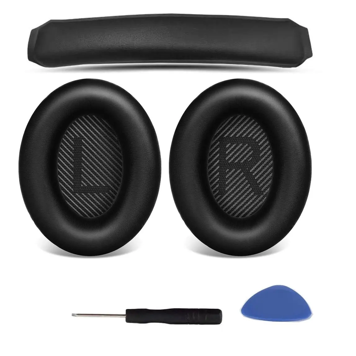 Replacement Ear Pads, Soft Faux Leather Replacement Kit Ear Pads, Ear Pads Cushions Headband Pads, Headphone Accessories, Soft Earpads for Bose QC 35, QC35 ii