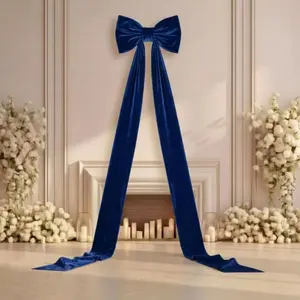 Canlierr Giant Wall Bow Decorations 90x18 Inch Oversized Large Velvet Bow Decorative for Room Wall Backdrop Party Birthday Baby Shower Decor Front Door Patio Outdoor Wedding Arch Supply(Navy Blue)