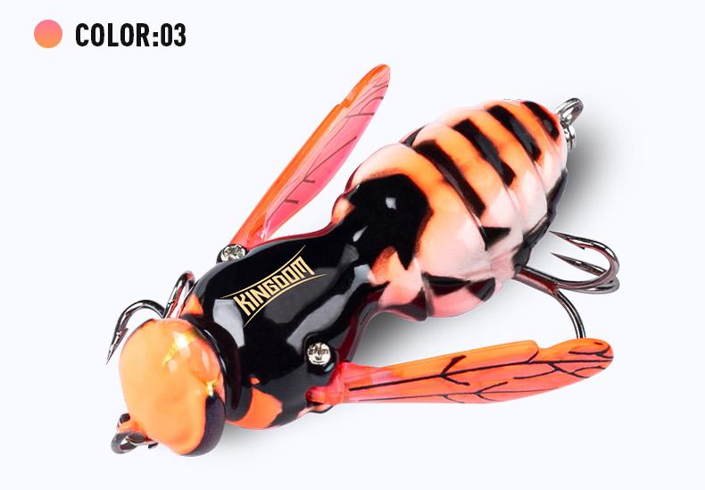 Realistic Topwater Wasp Crawling Fishing Lures Insect Design Noisy Splash Action Floating for Bass and Trout Fishing Anglers, Wasp Lure