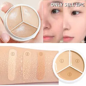 Long-Lasting Three-Color Concealer Palette, Silky Creamy Smooth Texture for Flawless Covering Redness Dark Circles and Uneven Skin Tone, Great Gift for Women and Girls, Makeup