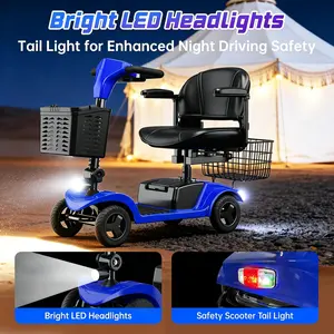 4-Wheel Portable Mobility Scooter for Adults, Seniors,Foldable Motorized Scooter with 300 lbs,Detachable Battery,350W Powered,Dual Baskets,Charger Included,Lightweight and Convenient